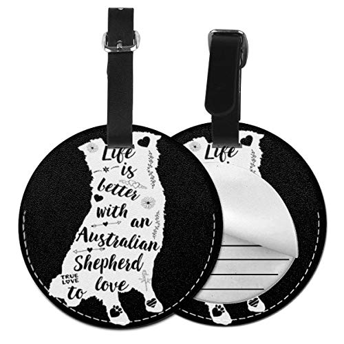 Preisvergleich Produktbild Kofferanhänger Inklusive Adressfeld, PU Leder Kofferschild, Gepäckschild für Koffer Tasche Rucksack Schäferhundeleben ist Besser