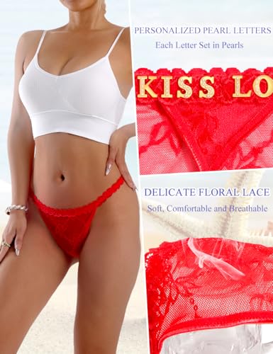 Image of Sexy Underwear for Women Lace Panties Sexy Thong with Funny Rhinestone Letters for Couple Gifts