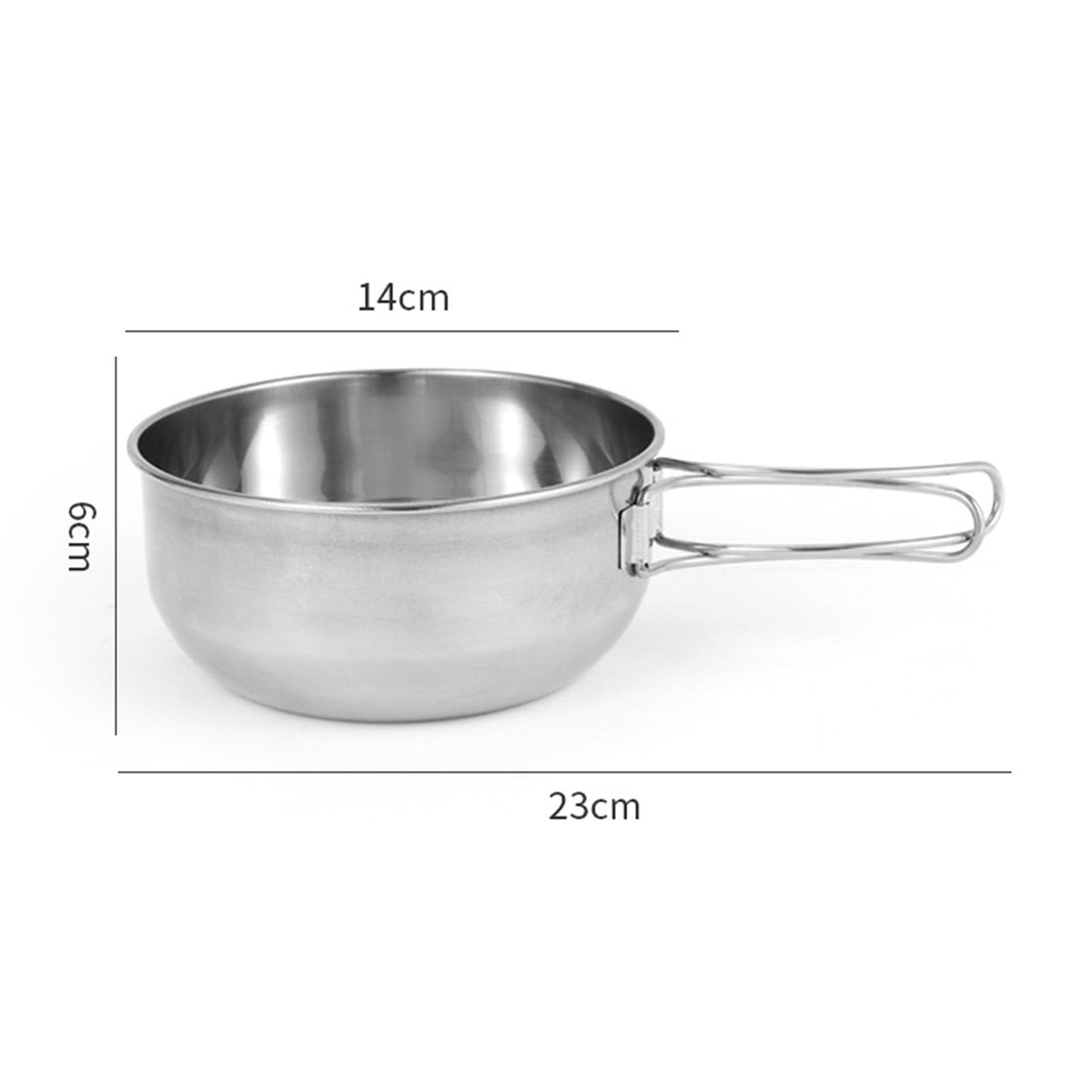 Outdoor Camping Stainless Steel Foldable Bowl, Stainless Steel Hiking Pot Picnic Utensils Multipurpose Food Pot Container with Folding Handle for Outdoor Camping Hiking Travel (Large 700ml)