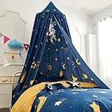 Mengersi Star Bed Canopy for Girls, Prince Round Dome Kids Indoor Outdoor Castle Hanging House Decoration Reading Nook
