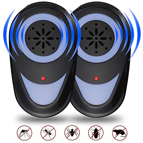 Preisvergleich Produktbild seenlast Ultraschall Schädlingsbekämpfer, 2 Stück Elektronische Insektenschutzmittel Mäuseabwehr Moskitoschutz Pest Repeller gegen Indoor Insekten Mäuse Moskito Ameisen Nagetier (Schwarz)