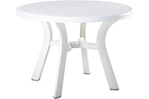 Compamia Truva 42" Round Resin Patio Dining Table in White