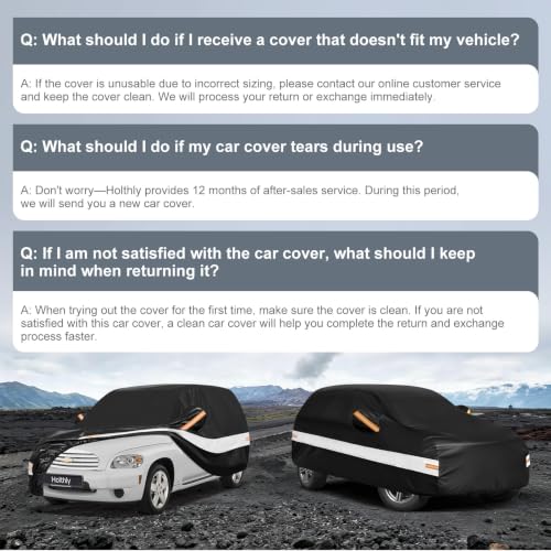 Image of 10 Layers SUV Car Cover Custom Fit for Chevrolet HHR (2005-2011), Waterproof All Weather for Automobiles, Outdoor Full Cover Sun Dust Rain Protection with Cotton. Black
