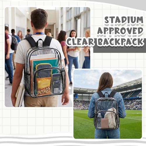 Image of Amylove 1 Pcs Clear Backpack for Stadium Events Heavy Duty PVC Transparent Bookbag for College Workplace Security(17 Inches, Black)