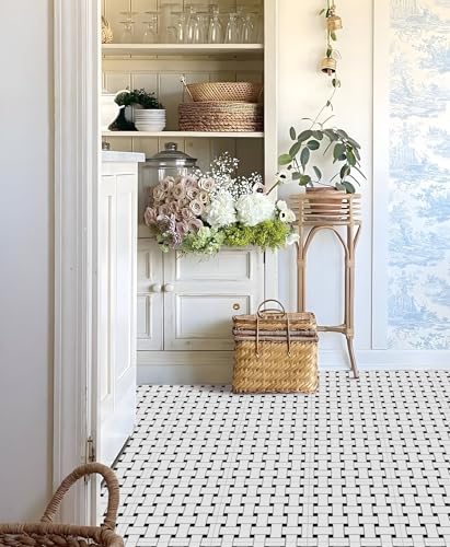 MORCART フロアタイル 貼るだけ フロアシート 置くだけ 床 リメイクシート DIY トイレ 浴室 玄関 キッチン 床張り替えシート フローリングシート 防水 滑り防止 剥がせる 賃貸OK (30*30cm*20枚 / 約1畳分, クラシック編み格子