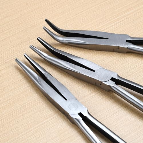 Image of 3-Piece 11 inch Extra Long Nose Pliers Set with Insulated Comfort Grip Handles