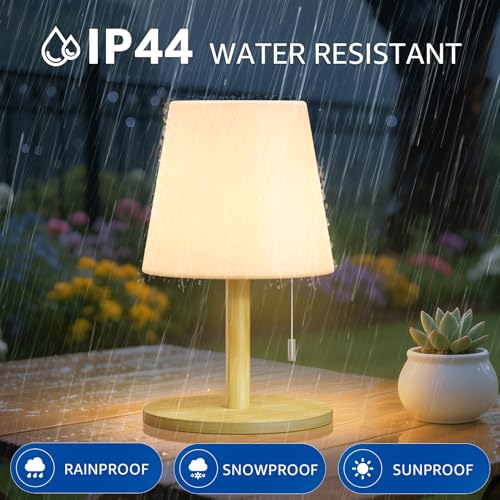 Image of uuffoo Shower Lamp Rechargeable Cordless Light Waterproof for Bathroom Spa | Portable Battery Operated Table Lamp RGB Mood Lighting LED Night Light for Patio kitchen Camping (Bamboo)