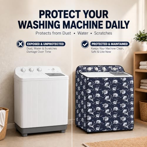 Image of Star Weaves Semi Automatic Washing Machine Cover for LG 6kg, 6.2kg, 6.5kg, 7kg, 7.5kg & 8kg Top Load | Waterproof, Dustproof, Rustproof | Heavy Duty Polyester Cover