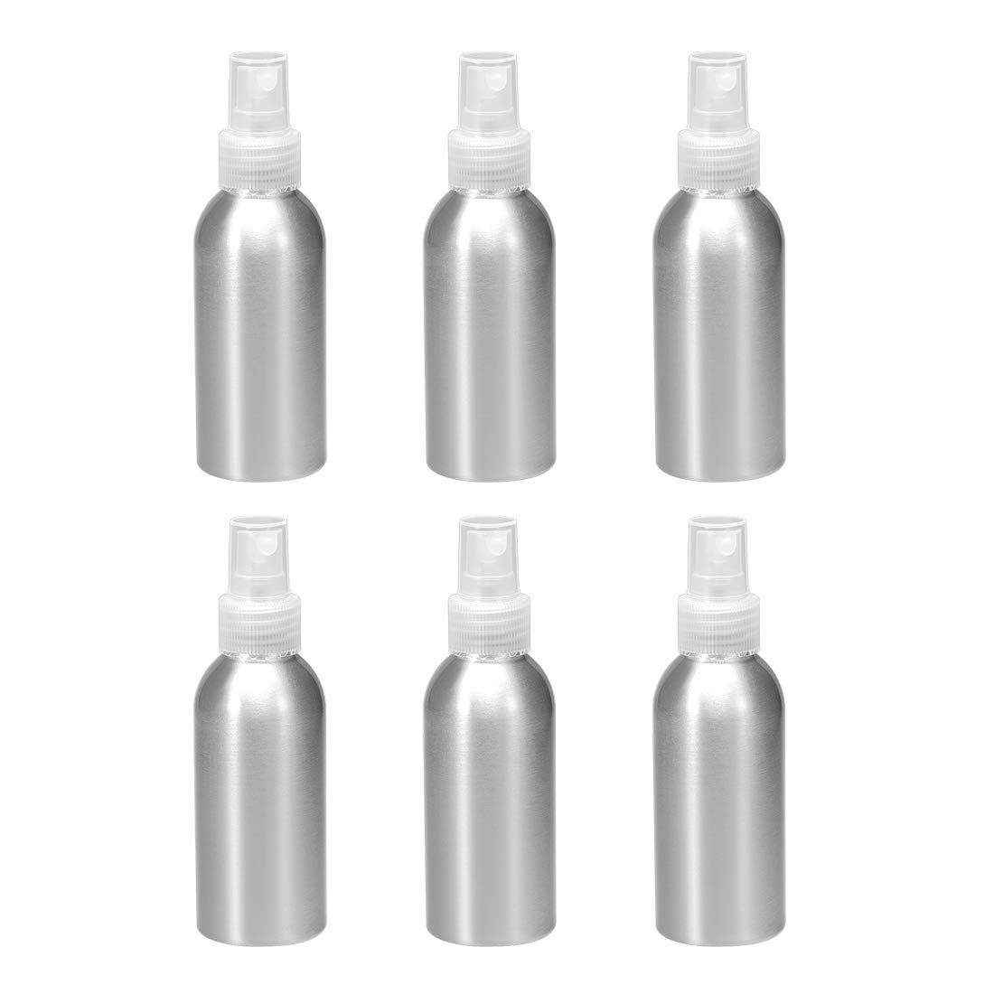 uxcell6pcs 4oz/120ml Aluminium Spray Bottle with Clear Fine Mist Sprayer, Empty Refillable Container Travel Bottle for Kitchen Bathroom or Plants Water Sprayer