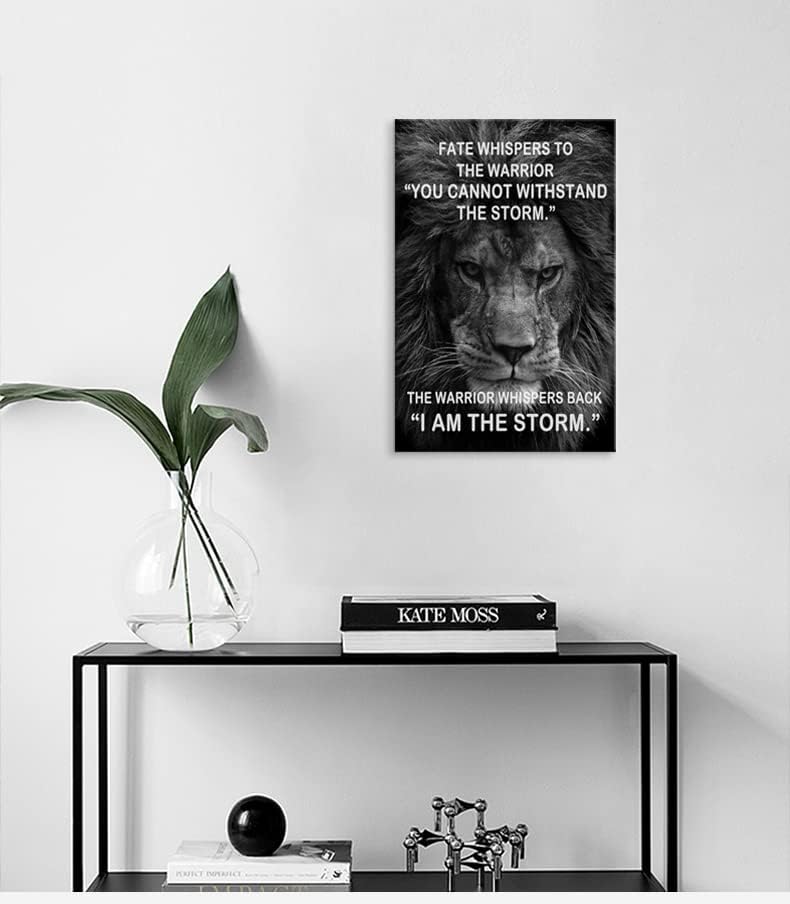 Miniatura 2 de WYJZDZQ8 Lienzo inspirador de león para oficina, arte de pared, imagen motivacional de animales, póster inspirador, pintura moderna para el hogar,