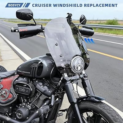 15 Motorcycle Windshield with 4PCS 49mm Quick-Release Fork Clamps, Smoke Windscreen Deflector for Harley Softail Street Bob FXBB FXBBS, Standard FXST, Low Rider FXLR, Dyna FXDB FXDL FXDC