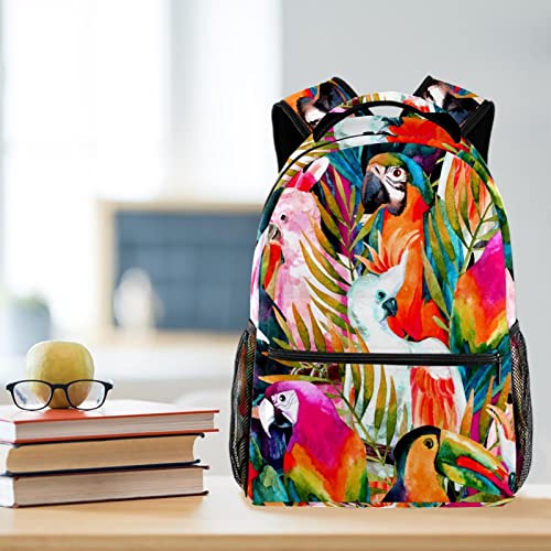Mochila para portátil cómoda que alivia la espalda con estampado de loros 6