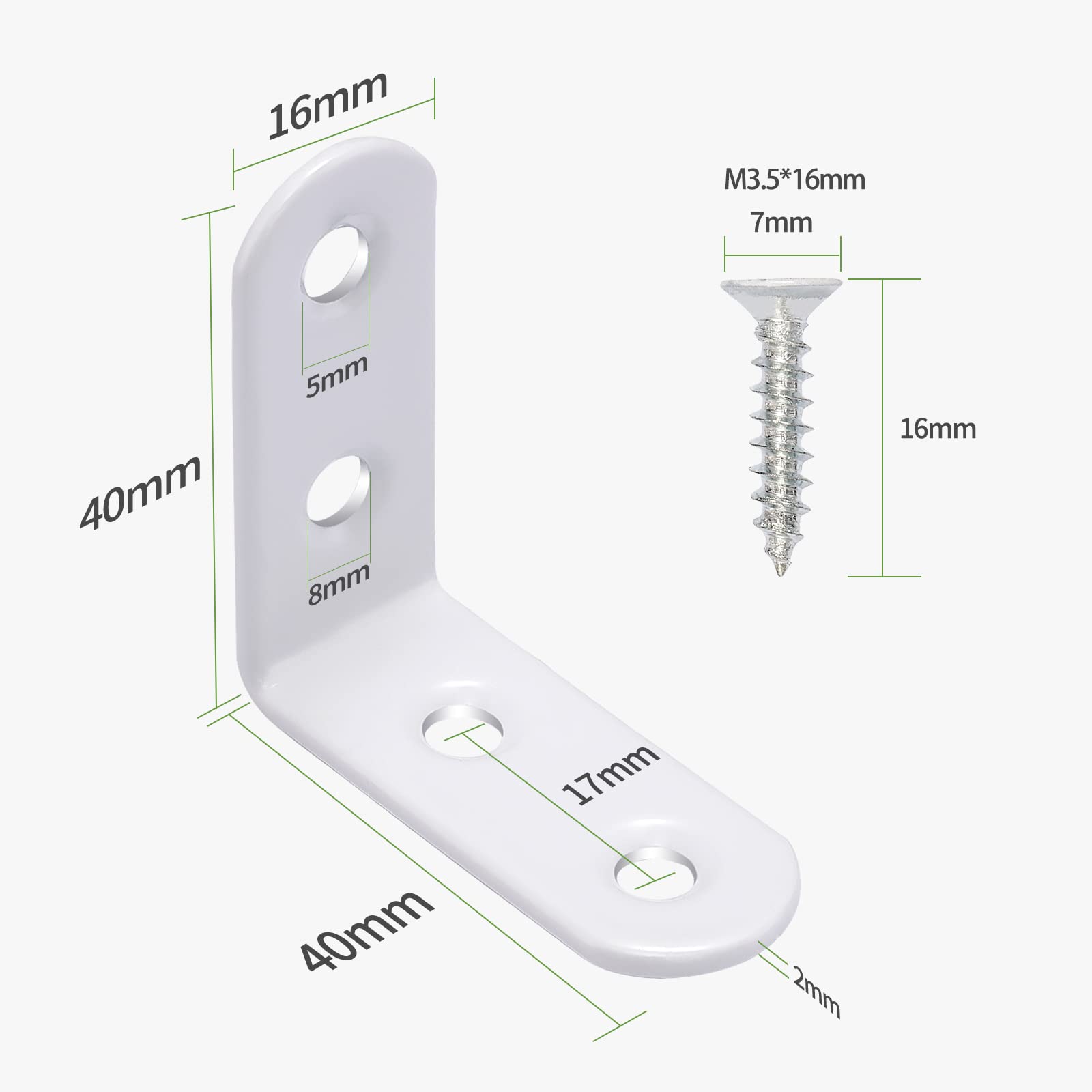 Amazon | Litorange l字金具 白 40*40*16mm 16個 ネジ付き 厚さ2mm