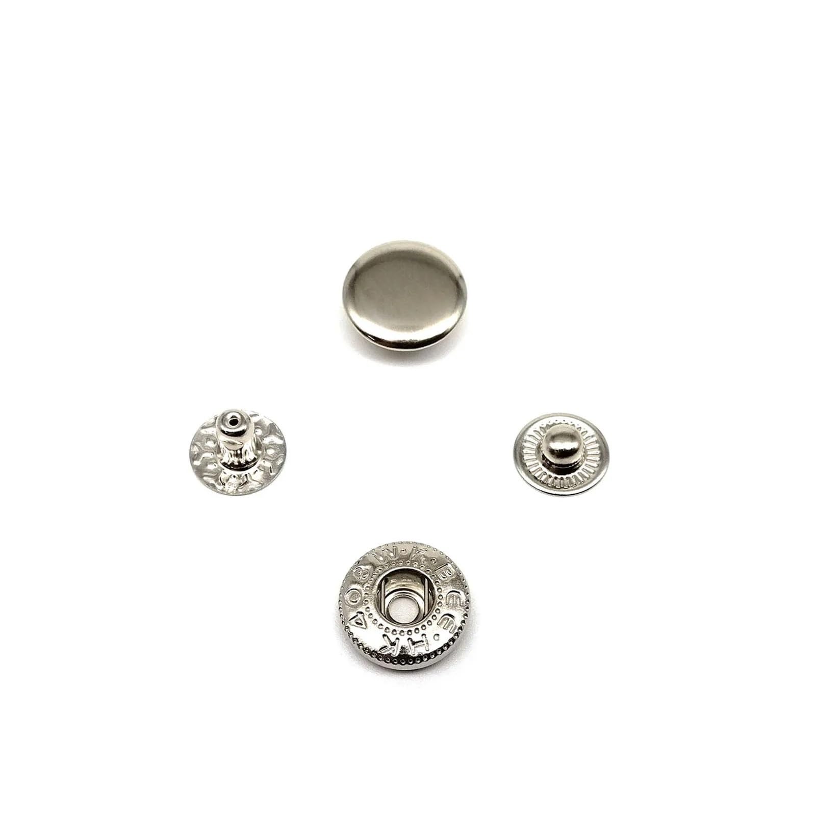 Metal Snap Buttons 250sets #655 Metal No Sewing Snap Fastener Button Press Popper Stud Leather Bag Clothes Jacket Repair Rivet DIY(655 10mm Silvery)