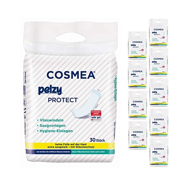 Cosmea Pelzy Protect Vlieswindeln/Saugvorlagen, für Wöchnerrinnen, für die tägliche Pflege Vorteilspack (10 x 30 Stück)