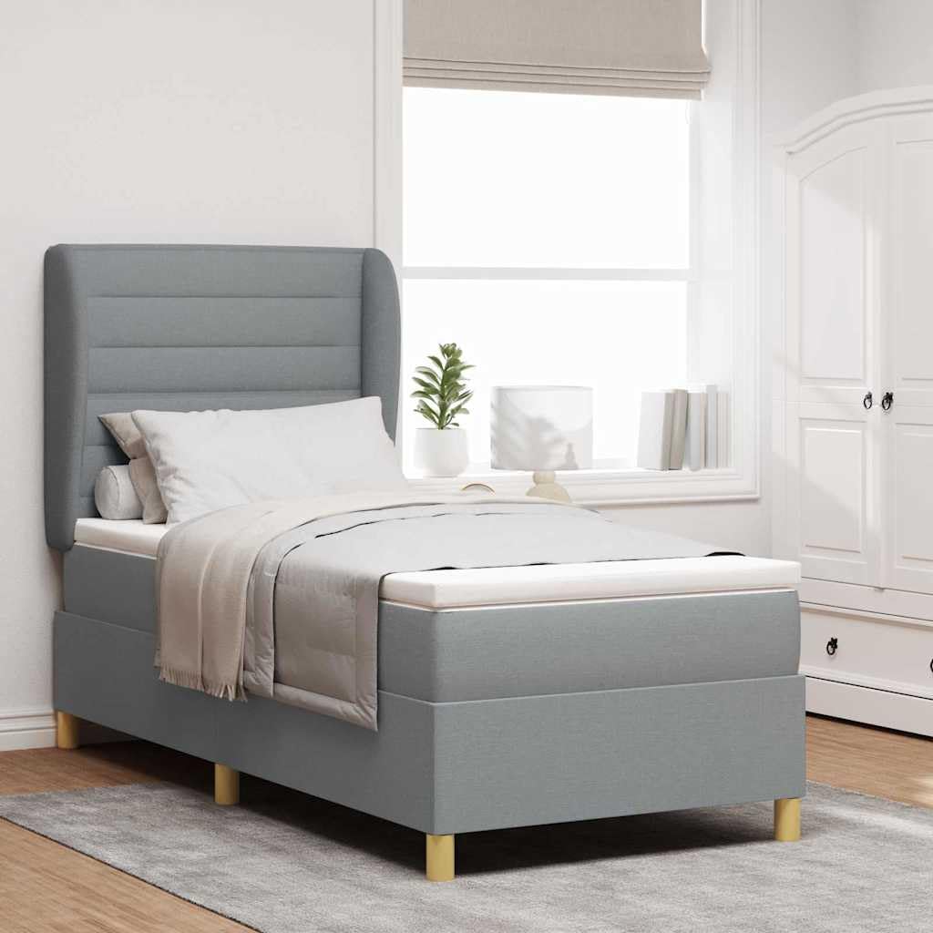 Lit à Ressorts avec Matelas Gris Clair 190 x 90 cm Tissu,Meubles,Lits & Accessoires,Lits & Cadres de lit,56.13 kg-3340662