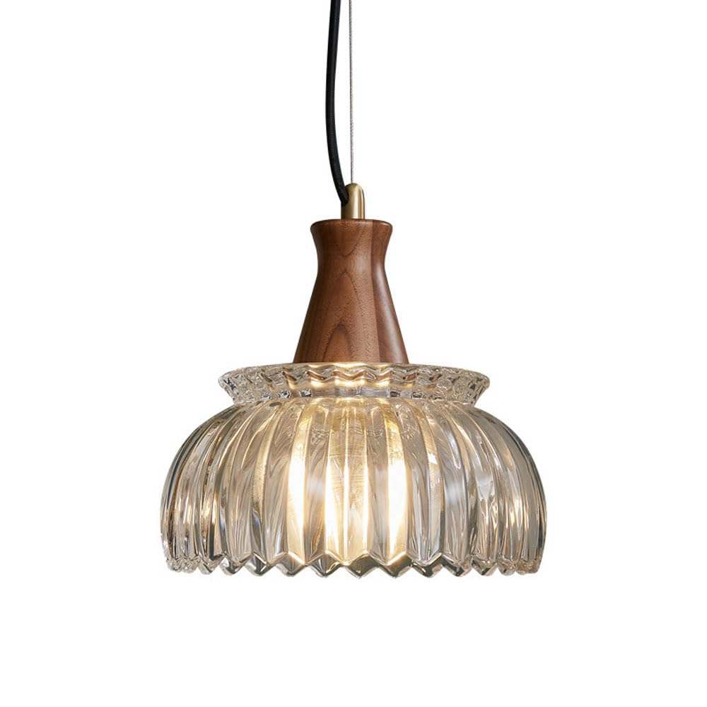 Suspension E27 style scandinave finitions haut de gamme laiton et noyer