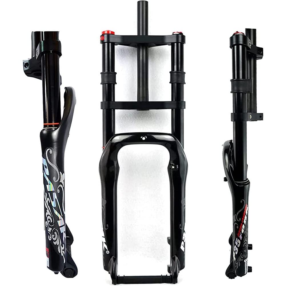 WIQUYBML Suspension Forks Double Shoulder Fat Bike Fork Bicycle 20" 4.0" Air Forkes Snow MTB Beach Front 1-1/8" Disc Brake QR Travel 100mm Magnesium + Aluminum Alloy 2120g