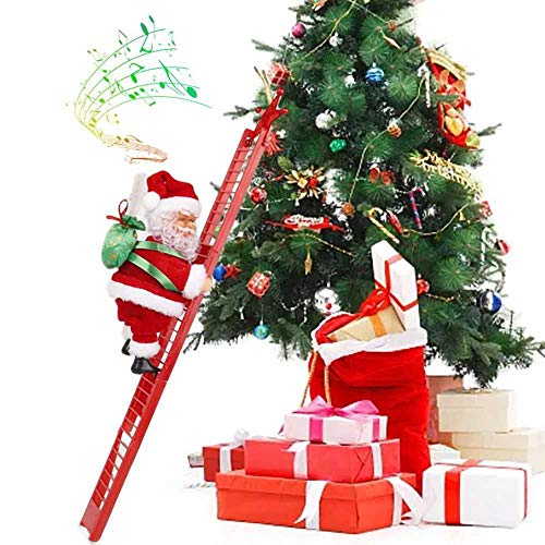 Innolites Climbing Ladder Santa, Christmas Electric Climbing Santa Claus Doll Christmas Decoration with Music, Hanging Xmas Ornament Toys for Christmas Tree Ornament