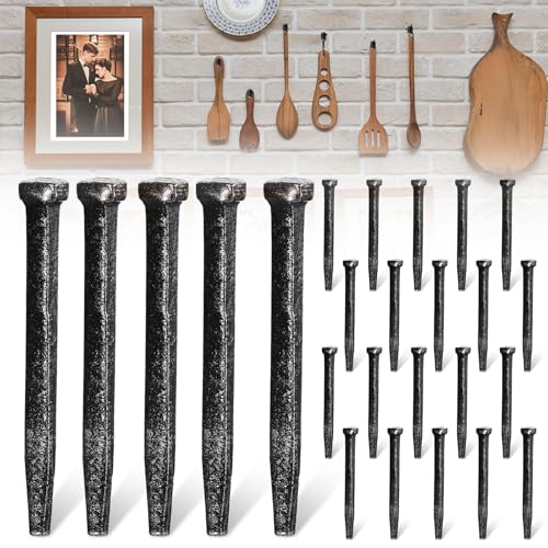 Image of Yaocom 25 Pcs Horseshoe Nails 2.5 inch Wrought Head Nail Decorative Antique Rose Crucifixion Iron Nail Picture Hanging Decorative Nails for Hanging