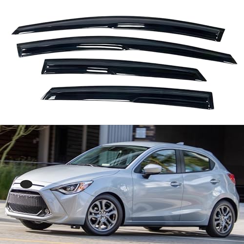 Image of IG Window Visor for Toyota Yaris iA Hatchback 2016-2020 & Scion iA Hatchback 2016-2020, Rain Guard Tape-On Side Vent Deflector Mugen Style, 2016 2017 2018 2019 2020 (Hatchback Only)