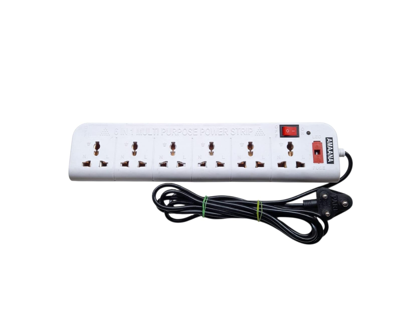 heavy duty 6 socket extension cord board with switch | 2.5 meter long wire cable | surge protector | power strip | multi plug for home office and shop