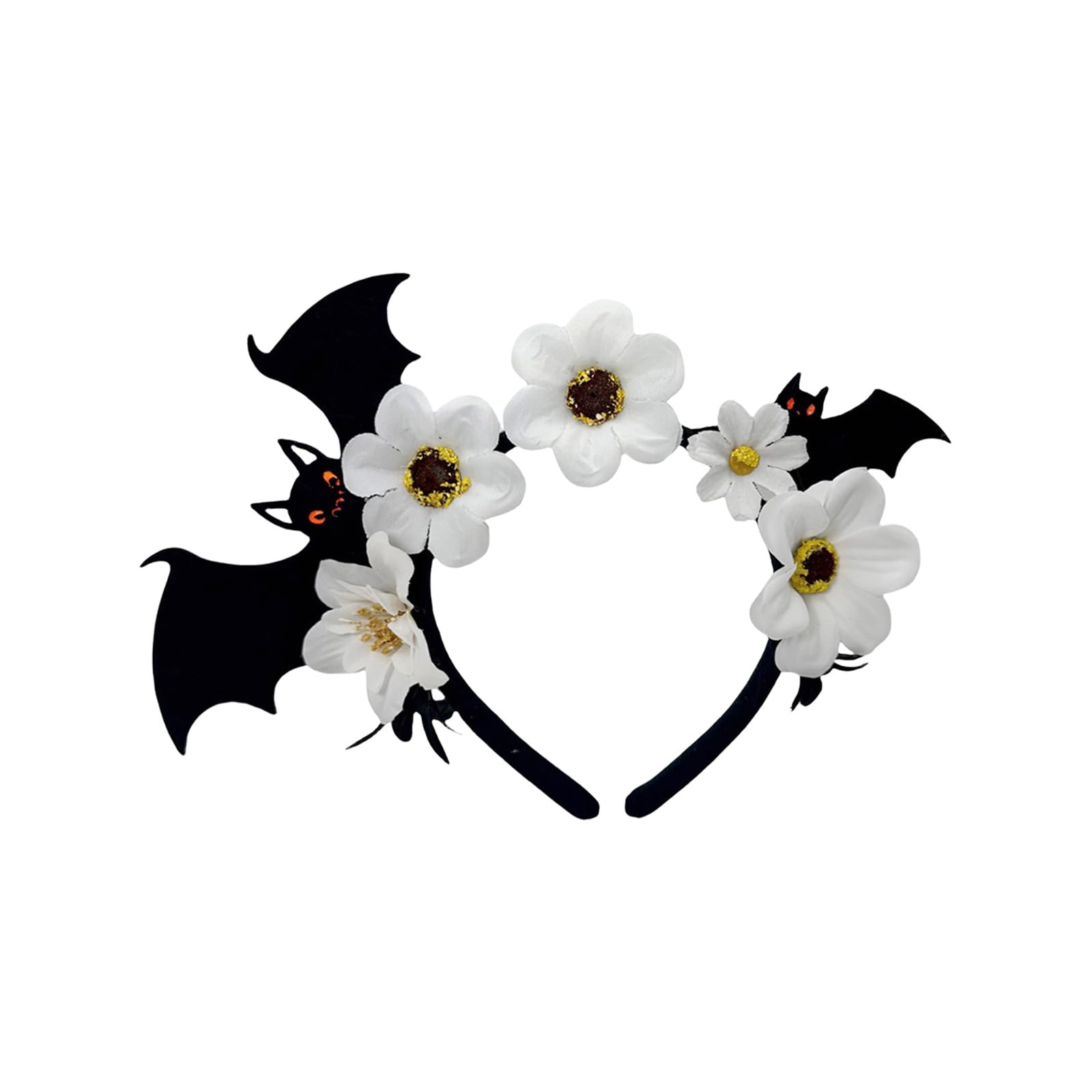 MICFENY Bat And Flower Punk Theme Headpiece Soft Elastic Hairhoop Hair Accessories For Halloween Costume Event Gathering