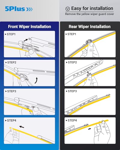 Image of 5 PLUS Custom-Fit Wipers fits Ford Escape 2013-2019 Windshield Wiper Blades,28 inch+28 inch Windshield Wipers with 11 inch Rear Wiper Blade - Factory Fit & All-Season OEM Quality (Pack of 3)