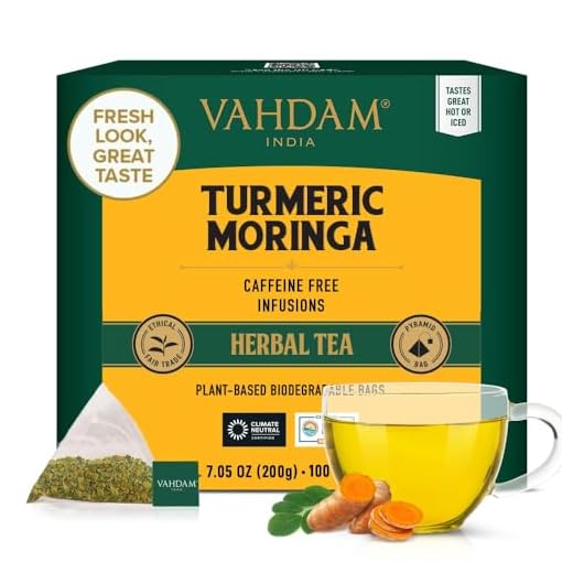 VAHDAM, Organic Turmeric + Moringa SUPERFOOD Herbal Tea, 100 Count | USDA Certified India's Ancient Medicine Blend of Turmeric & Garden Fresh Spices | Turmeric Herbal Detox Tea Bags For Immune Support