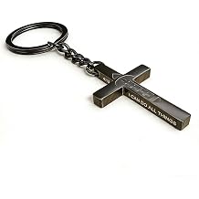 Black Cross Keychain for Mens Boys Religious Christian Christmas Gift