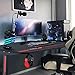 VANSPACE 55 Inch Gaming Desk with Free Mouse Pad, Ergonomic T-Shaped Office Desk PC Computer Desk, Gamer Tables Pro Workstation with USB Gaming Handle Rack, Stand Cup Holder&Headphone Hook