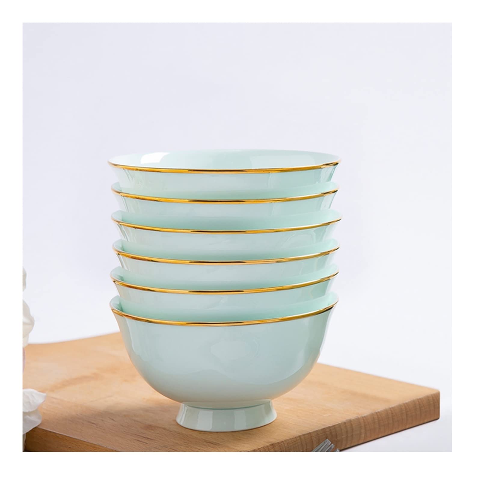 WOTZOV Salad Fruit Bowl Salad Bowls Ramen Bowls,Stackable Fine Porcelain Pasta Bowls Set - Dessert Ceramic Bowls Set Of 6 Ramen Bowl