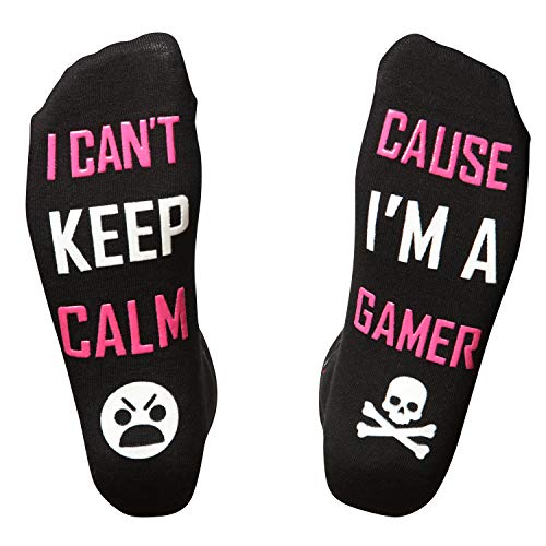 GAMER - Gaming Gifts I Novelty Socks I Random Stuff for Teens I Kids Gaming Socks I Gift Box Filler (Pink Keep Calm)