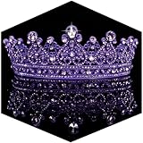 TOBATOBA Purple Crown Purple Tiara Crystal Princess Tiaras for Women Rhinestone Royal Queen Crown, Wedding Tiara for Bride, Halloween Costume Women Wedding Birthday Pageant Prom Cosplay Party