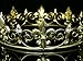 Men's Full King's Crown for Theather Prom Party - Clear Crystals Gold Plating T436