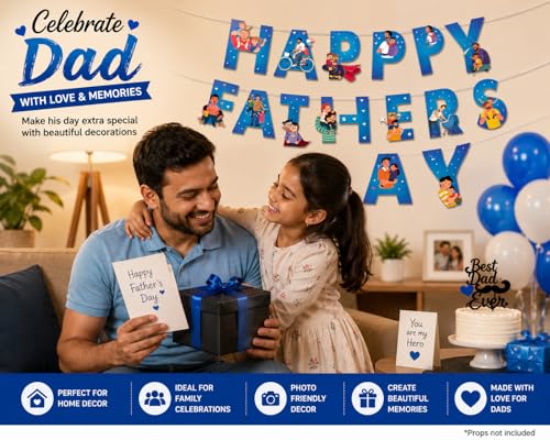 Image of Festiko Father's Day /Super Dad Birthday Party Decorations Items for Surprise (Fathers Day Banner with Ribbons)