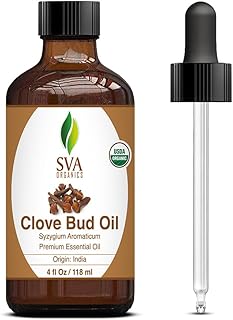 SVA Clove Bud Essential Oil Organic – 4 Fl Oz – 100% Natural Organic Clove Oil - for Diffuser, Hair Care, Face, Skin Care,...