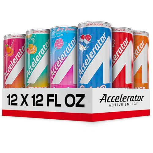 Image of Accelerator Active Energy Drink, Ultimate Variety Pack 12oz can (12 pack) | Zero Sugar, Sustained Energy from 100% Natural Caffeine (200mg from Green Coffee Bean & Green Tea extract)