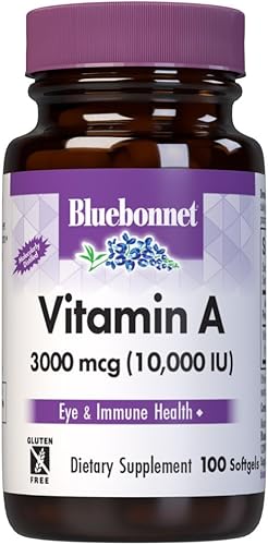 Bluebonnet Nutrición Vitamina A 10,000 UI de aguas profundas, agua fría, aceite de pescado - Para la salud ocular y la función inmunológica* - Sin
