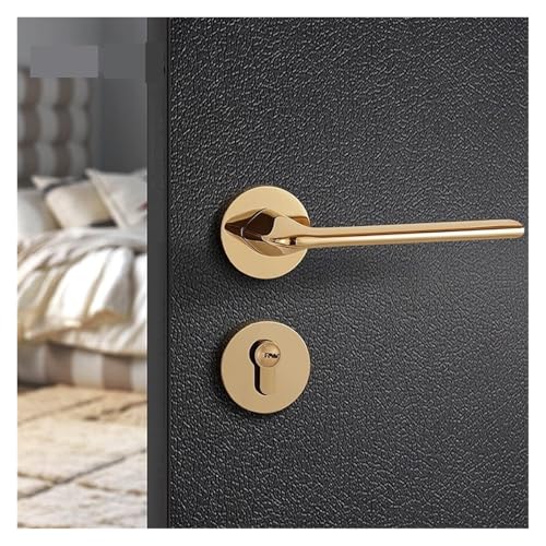 Serrure de porte intérieure silencieuse en bois massif dorée style moderne - 2