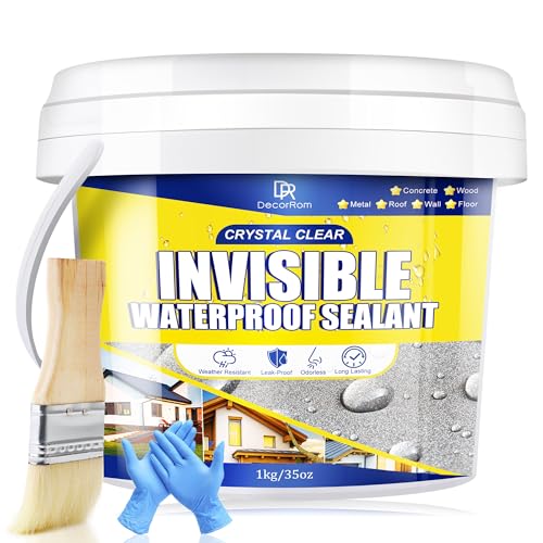 Sellador impermeable transparente 1,000g - Revestimiento para techos, paredes, cemento, madera, terrazas, flexible interior y exterior, a base de agua, resistente a UV, protección contra grietas
