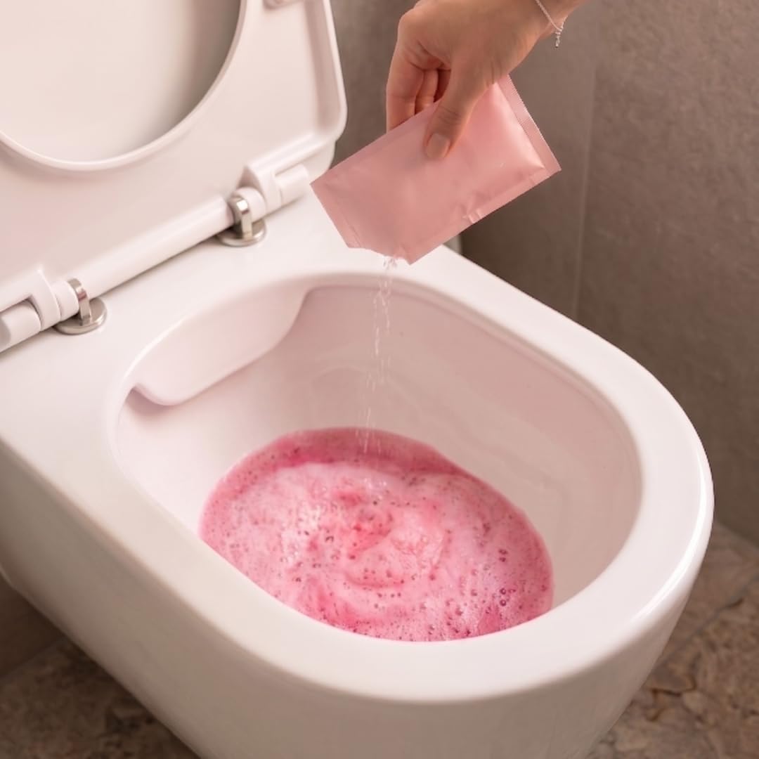 everdrop tiefenreinigender WC‑Schaum Pink – 3er‑Set für 9 Andwendungen für gründliche Toilettenreinigung, plastikfrei & vegan, mit natürlichem Duft – entfernt Kalk & Schmutz ohne aggressive Chemie