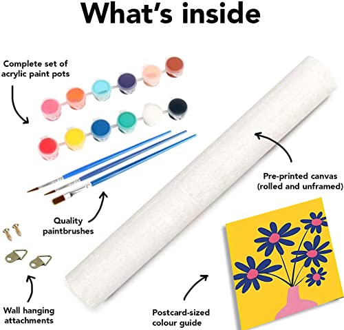Image of cupmod 6 Pack Paint by Numbers for Kids and Adults- DIY Acrylic Painting Kits on Canvas Without Frame, Simple Flower Oil Painting for Home Wall Decor 12x16inch