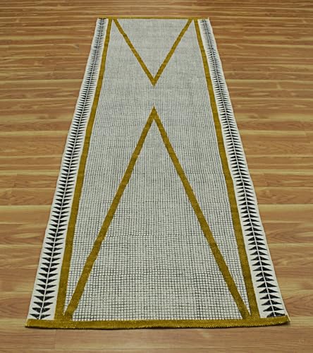 Tapis de couloir robuste pour zone de trafic élevé en coton jaune et noir