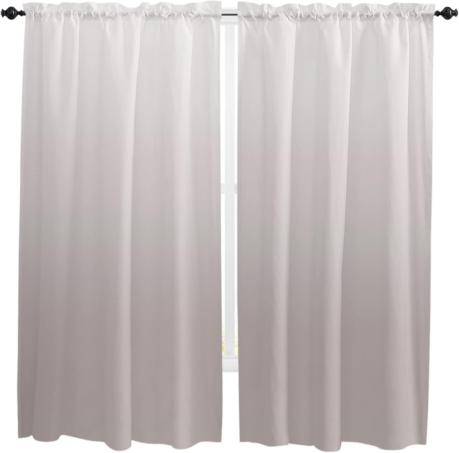 Kitchen Curtain 54 Inch Length, Gradient Brown Abstract Pure Art Small Short Kitchen Tiers Curtains Drape, 2 Panel Window Treatment Rod Pocket Drapery Panels Curtains