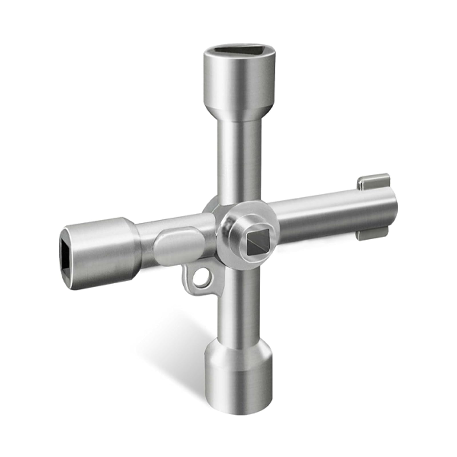Chiave Multifunzionale a 4 Vie, Chiave Master, Chiave Multifunzionale, Chiave Universale - Con 4 Contorni, Per Contatore Del Gas Elettrico, Armadio, Radiatore (Argento)