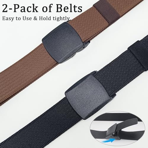 Image of WYuZe Mens Nylon Web Belt No Metal Nickel-Free Military Tactical Hiking Belt