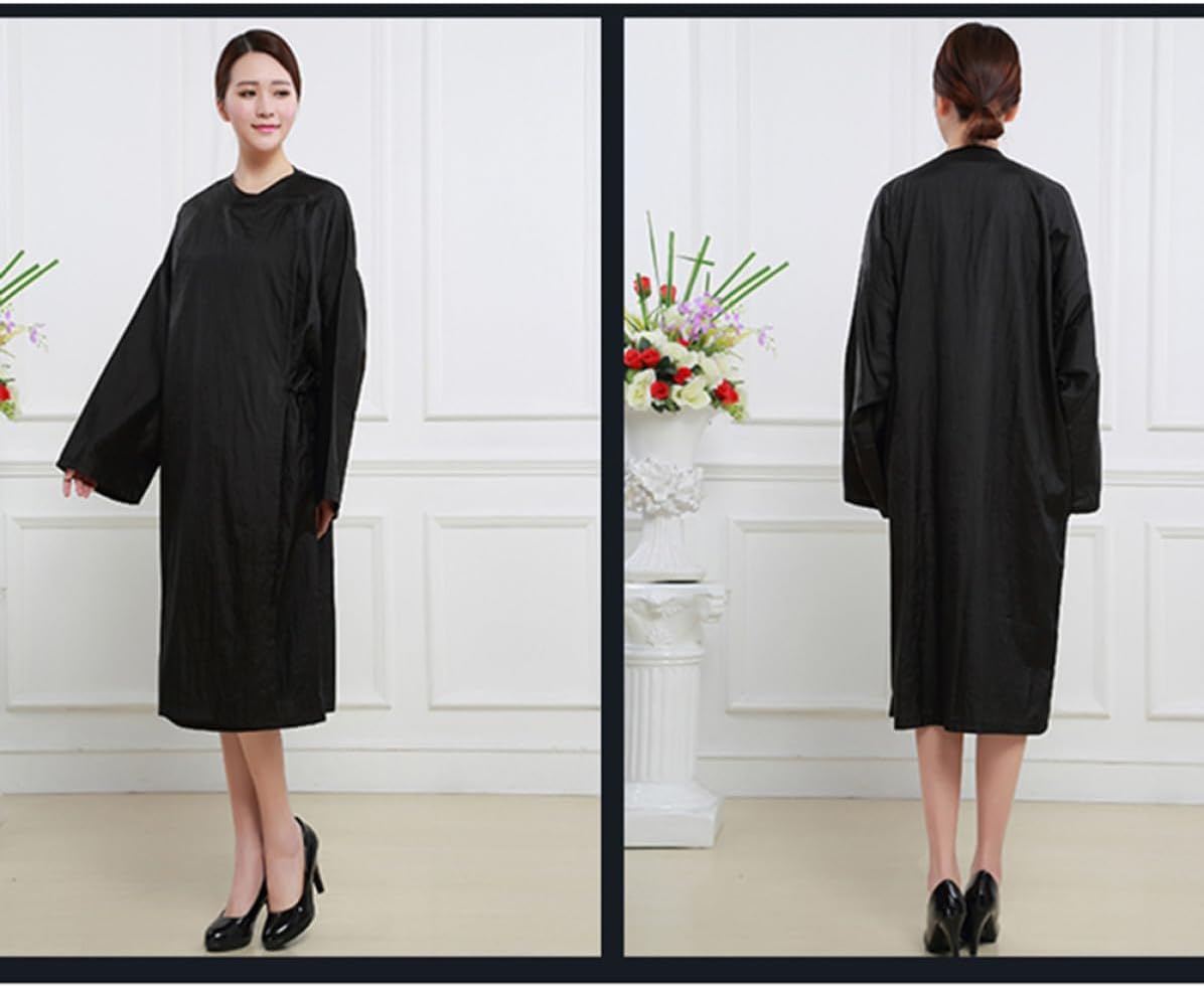 Black Hair Dyeing Apron for Spa Salon and Home Hair Colorists, Nylon Taffeta Material, Quick Drying and Clothes Protective Apron with Comfortable Sleepwear Design