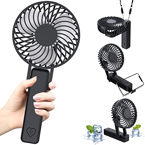 LinjunFa USB Ventilateur Portable Pliable- Petit Ventilateur a Main Silencieux, Mini Rechargeable Ventilateur a Pile,Electrique Ventilo Portatif de Poche,Puissant Batterie Hand Fan pour Voyage,Bureau