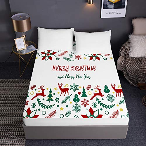 Drap housse antidérapant Noël en microfibre 140x200 pour matelas sans plis - 2